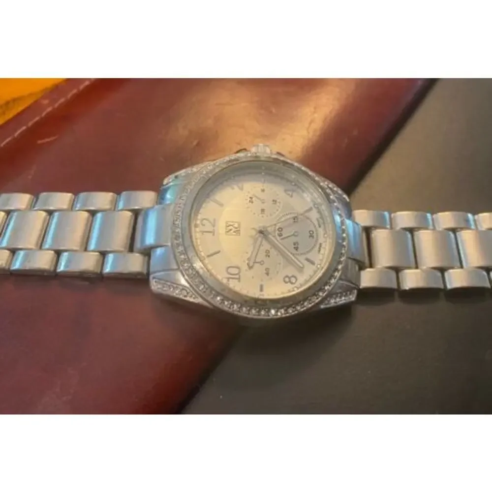 Women's NY&Co Silver Tone 40mm Watch with Crystal Accents